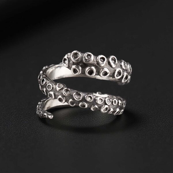 Sterling silver octopus tentacle ring