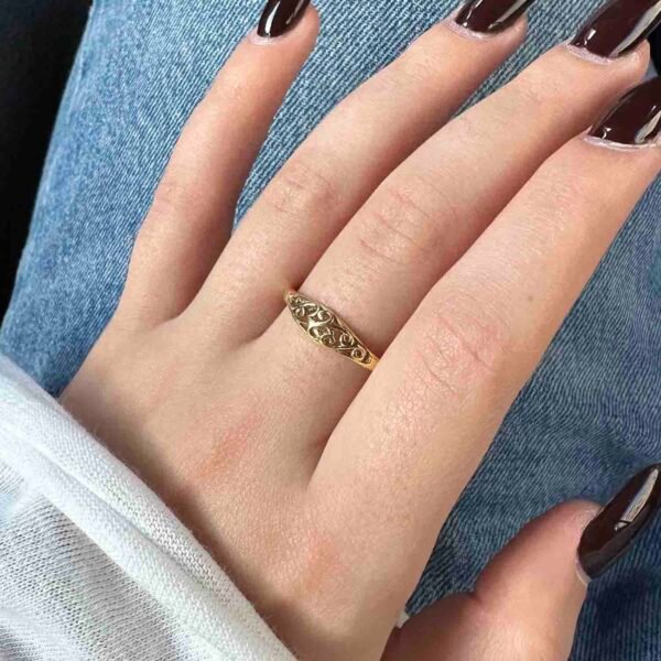 Gold Plated Filigree Ring, Dainty Ring Sterling Silver