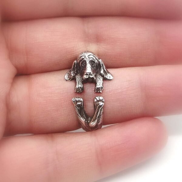Sterling silver adjustable Basset Hound ring