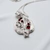 Sterling Silver Pomegranate Necklace with Red Gemstones