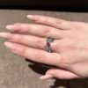 Sterling Silver Rose Ring with Red Cubic Zirconia