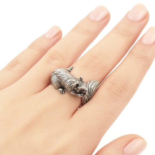 Sterling silver squirrel ring