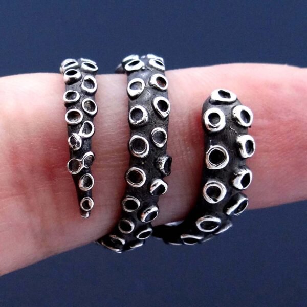 Sterling silver octopus tentacle ring