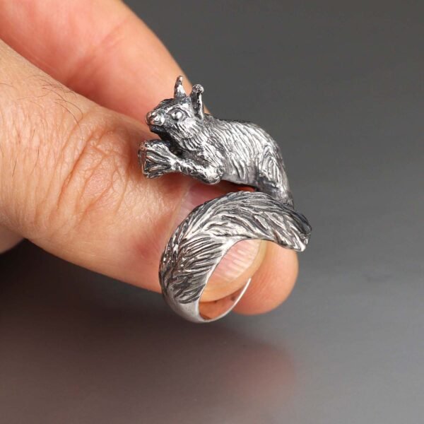 Sterling silver squirrel ring