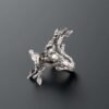 Sterling silver tree ring with a bird