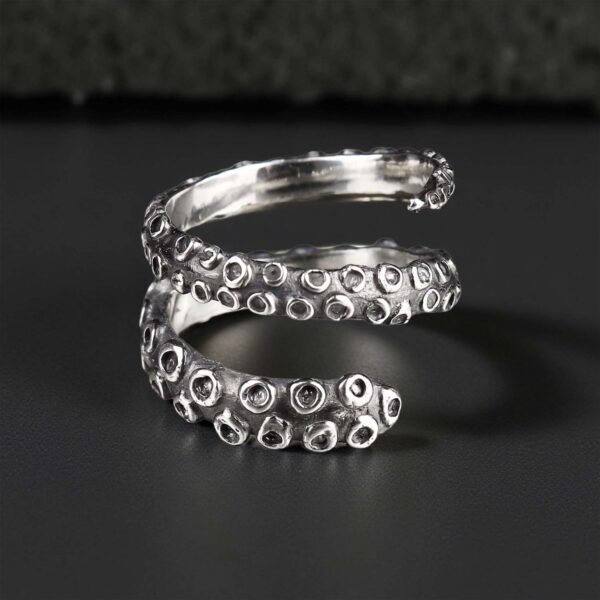 Sterling silver octopus tentacle ring