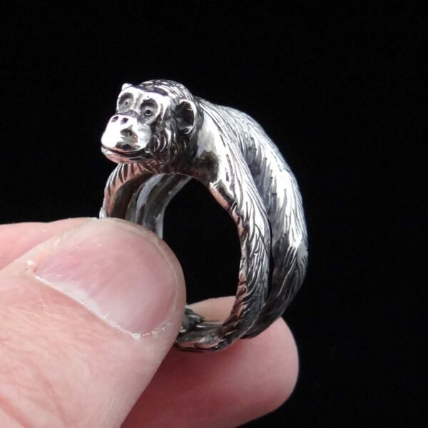 Sterling Silver Chimpanzee Ring
