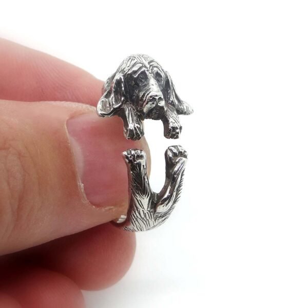 Sterling silver adjustable Basset Hound ring