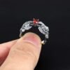 Sterling Silver Rose Ring with Red Cubic Zirconia