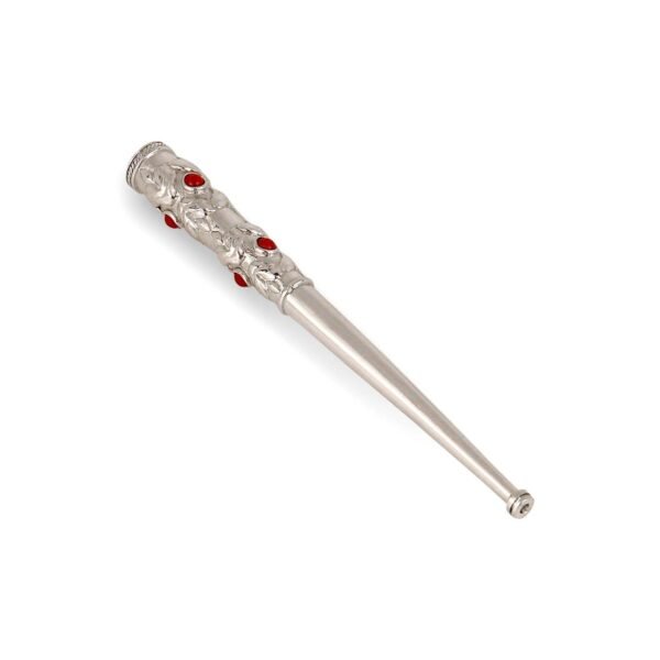 Sterling Silver Cigarette Holder with Coral Cabochons