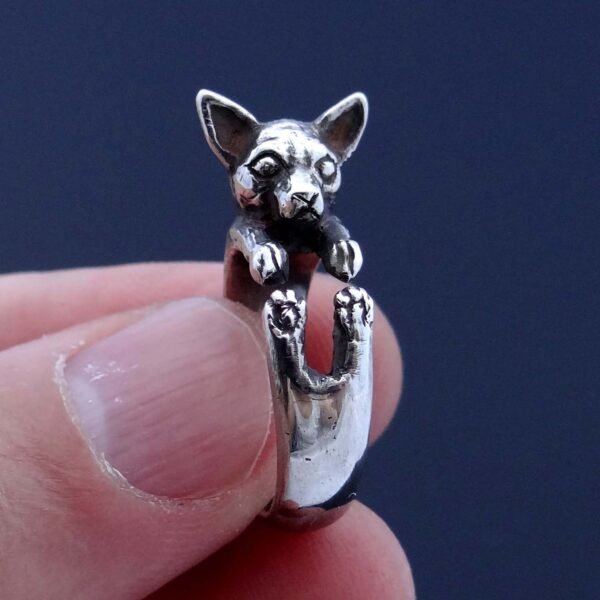 Sterling silver adjustable Chihuahua ring