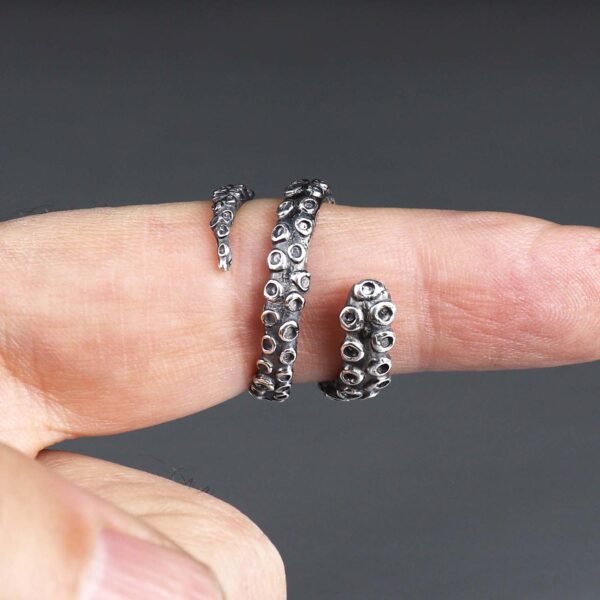 Sterling silver octopus tentacle ring