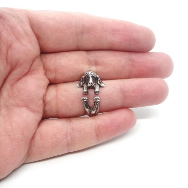 Sterling silver adjustable Basset Hound ring