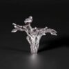 Sterling silver tree ring with a bird