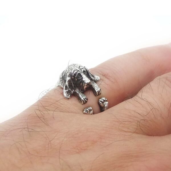 Sterling silver adjustable Basset Hound ring