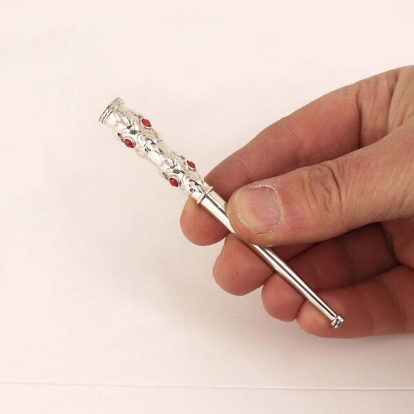 Sterling Silver Cigarette Holder with Coral Cabochons