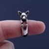 Sterling silver adjustable Chihuahua ring