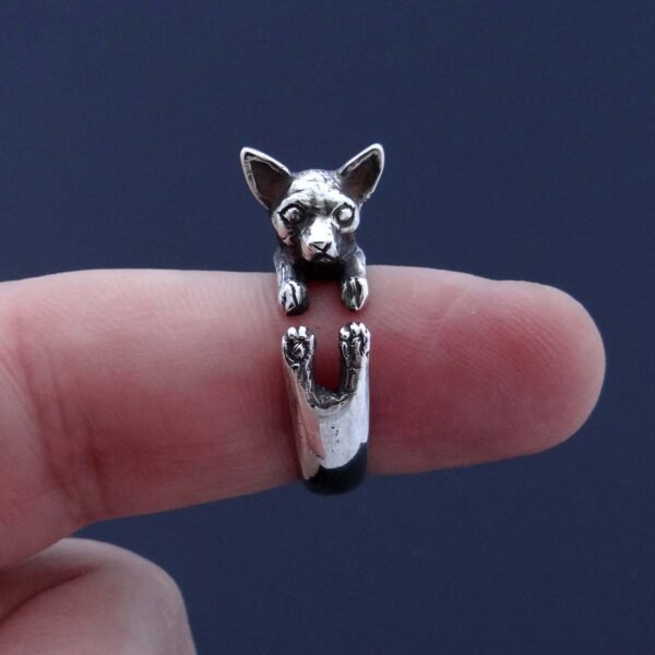 Sterling silver adjustable Chihuahua ring