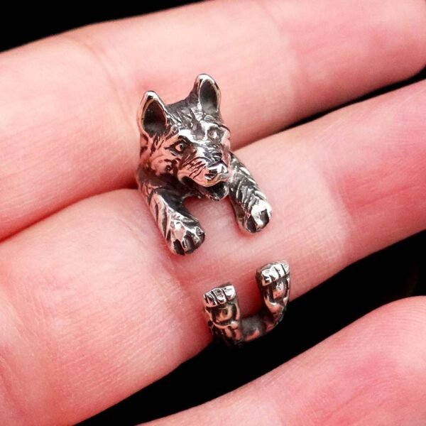 Sterling Silver Adjustable German Shepherd Ring