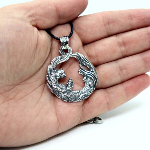 Sterling Silver Otter Necklace with Fish