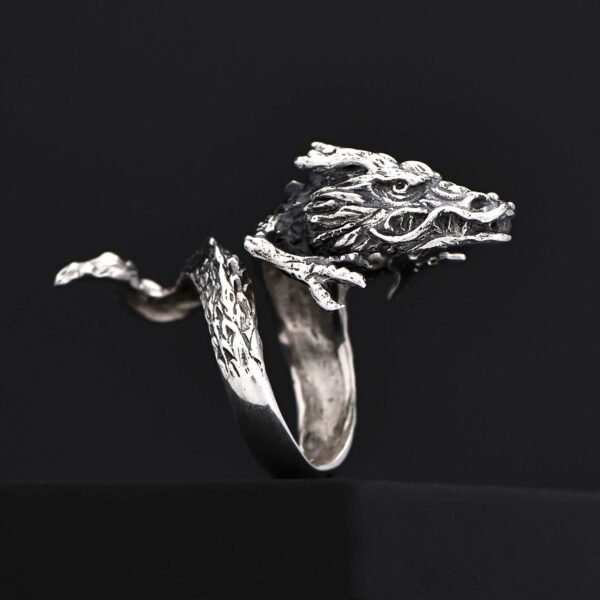 sterling silver dragon ring
