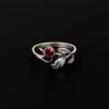 Sterling Silver Rose Ring with Red Cubic Zirconia