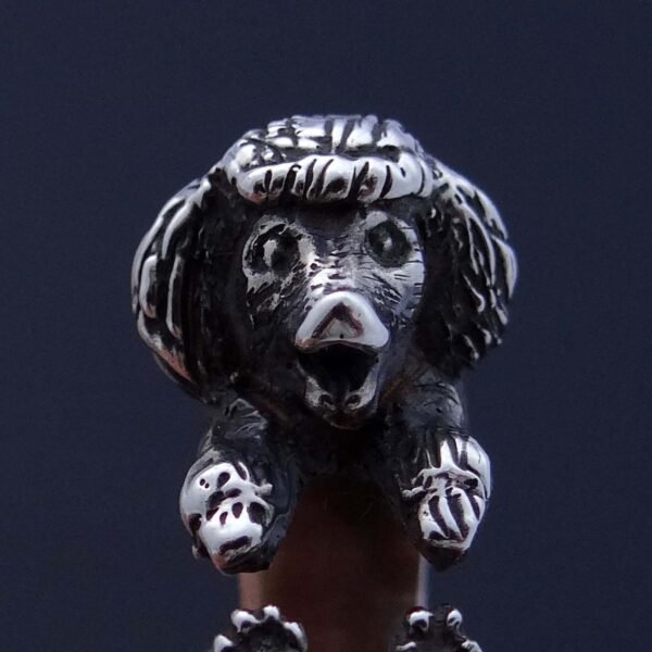 Sterling Silver Poodle Ring, Adjustable Dog Jewelry