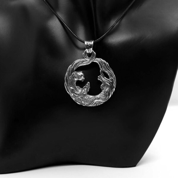 Sterling Silver Otter Necklace with Fish