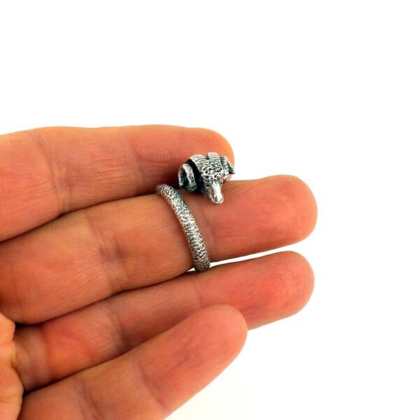 Sterling silver adjustable Ram Ring