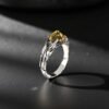 Sterling Silver Tree Branch Ring with Yellow Gemstone