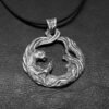 Sterling Silver Otter Necklace with Fish