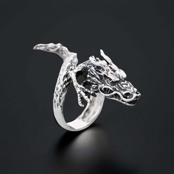 sterling silver dragon ring