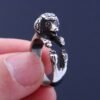 Sterling Silver Poodle Ring, Adjustable Dog Jewelry