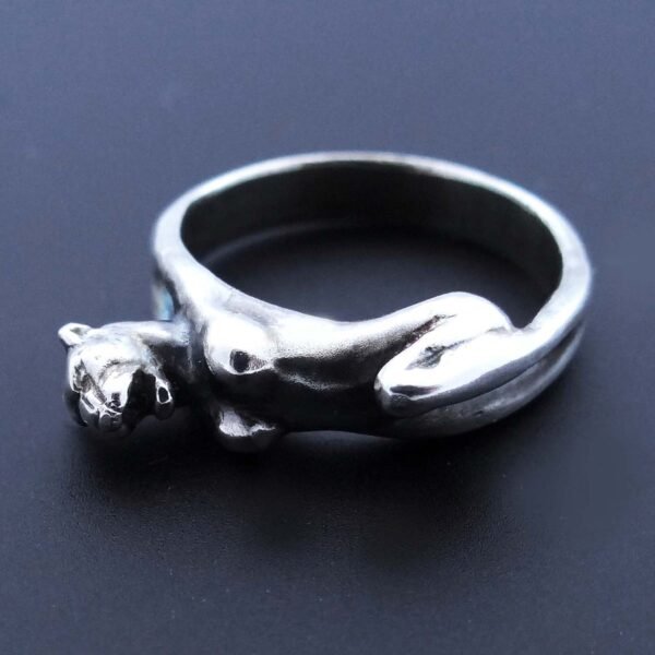Silver Panther Woman Ring
