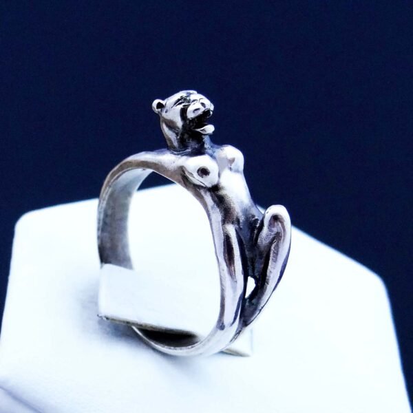Silver Panther Woman Ring