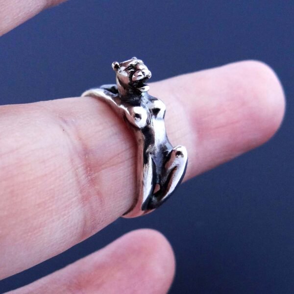 Silver Panther Woman Ring