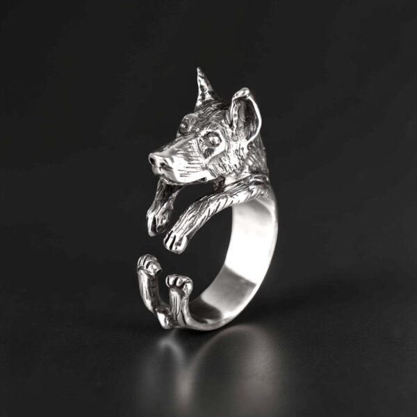 Doberman Dog Ring Sterling Silver