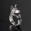 Doberman Dog Ring Sterling Silver