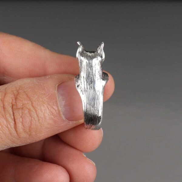 Doberman Dog Ring Sterling Silver