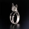 Boston Terrier Ring Sterling Silver Dog Ring Adjustable Animal Jewelry Gift for Boston Mom, Sizes 5-12 Boston Terrier Ring Sterling Silver Dog Ring