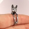 Boston Terrier Ring Sterling Silver Dog Ring Adjustable Animal Jewelry Gift for Boston Mom, Sizes 5-12 Boston Terrier Ring Sterling Silver Dog Ring