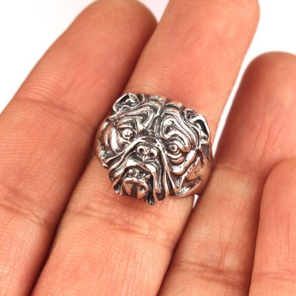 Bulldog Ring Sterling Silver Dog Head Band, Mens Animal Jewelry Bulldog Ring Sterling Silver Dog Head Band, Mens Animal Jewelry