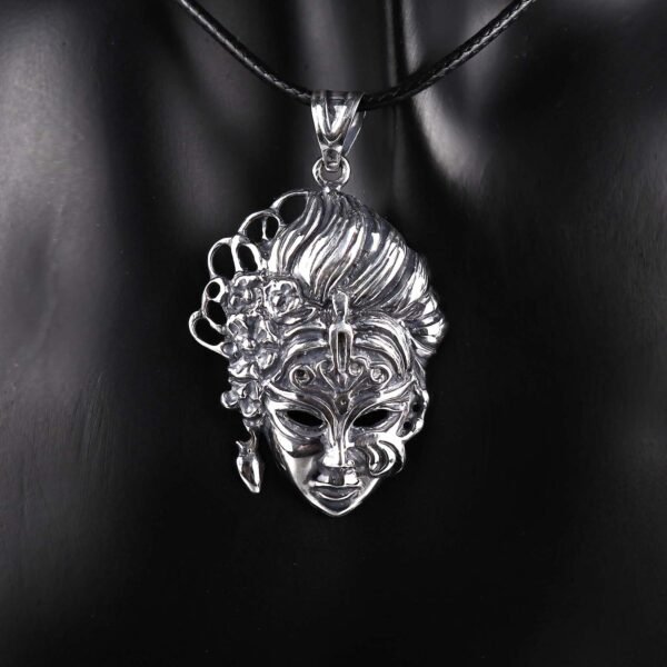 Sterling Silver Mask Pendant Necklace