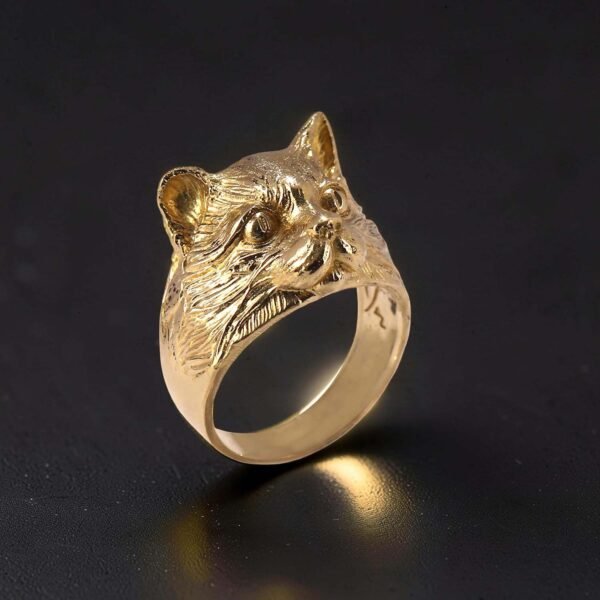 Brass Cat Head Ring