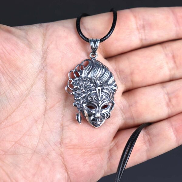 Sterling Silver Mask Pendant Necklace