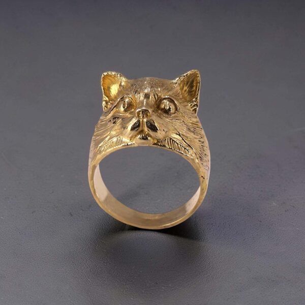 Brass Cat Head Ring