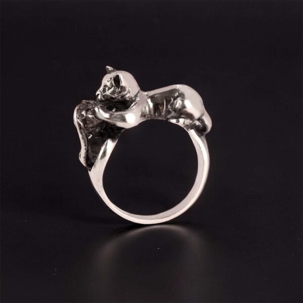 Sterling Silver Cat Ring with Spool of Thread