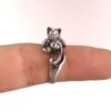 Sterling Silver Cat Ring with Spool of Thread