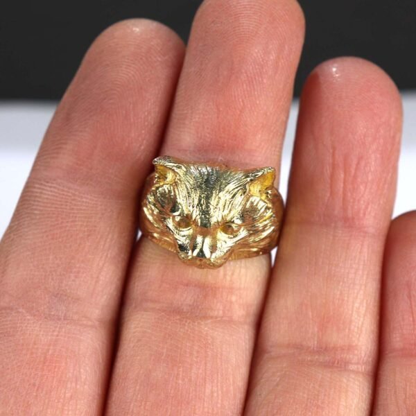 Brass Cat Head Ring