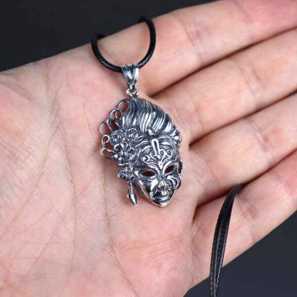 Sterling Silver Mask Pendant Necklace